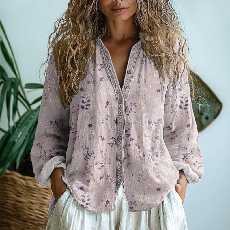 Mette | Afslappet Bluse med Naturprint