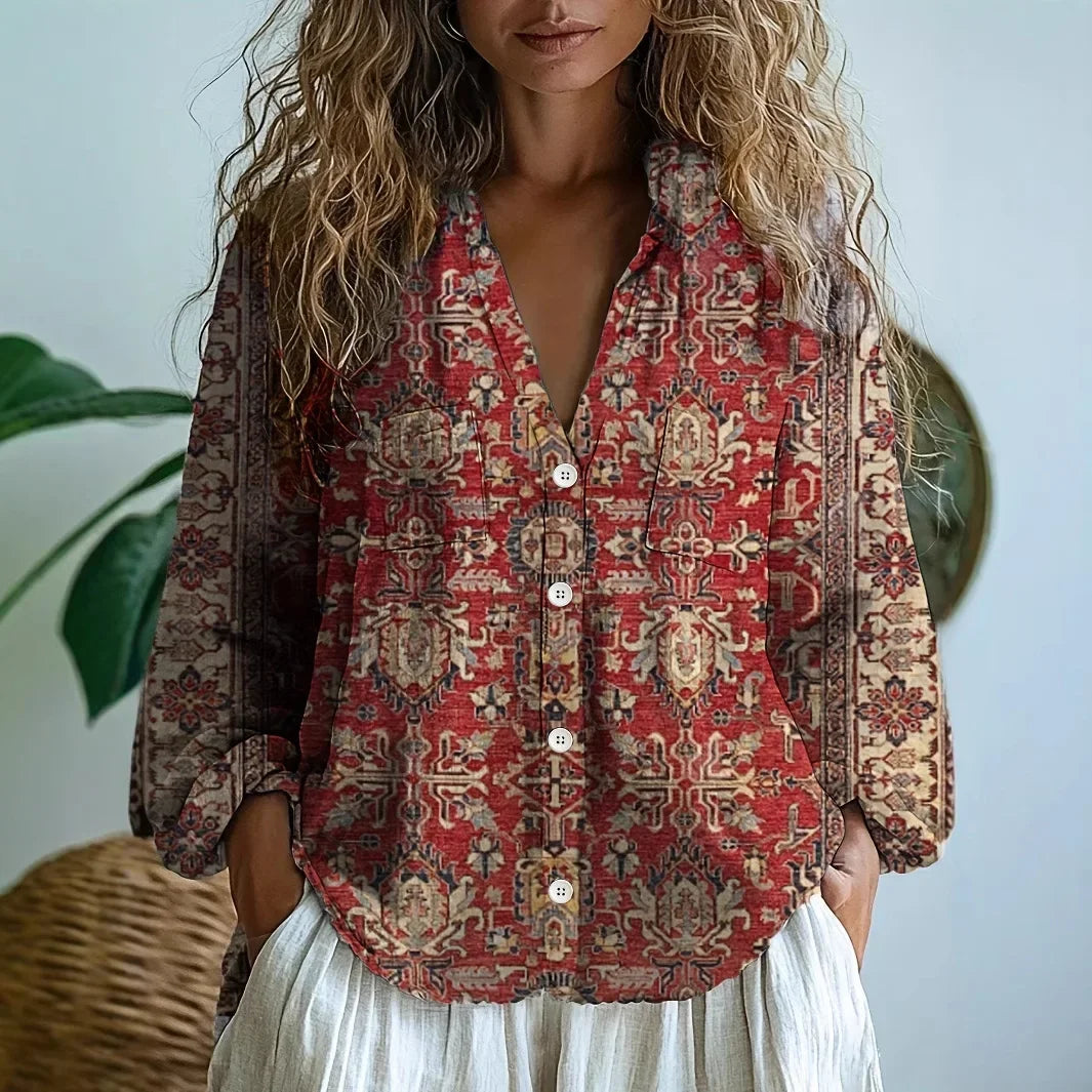 Mette | Afslappet Bluse med Naturprint