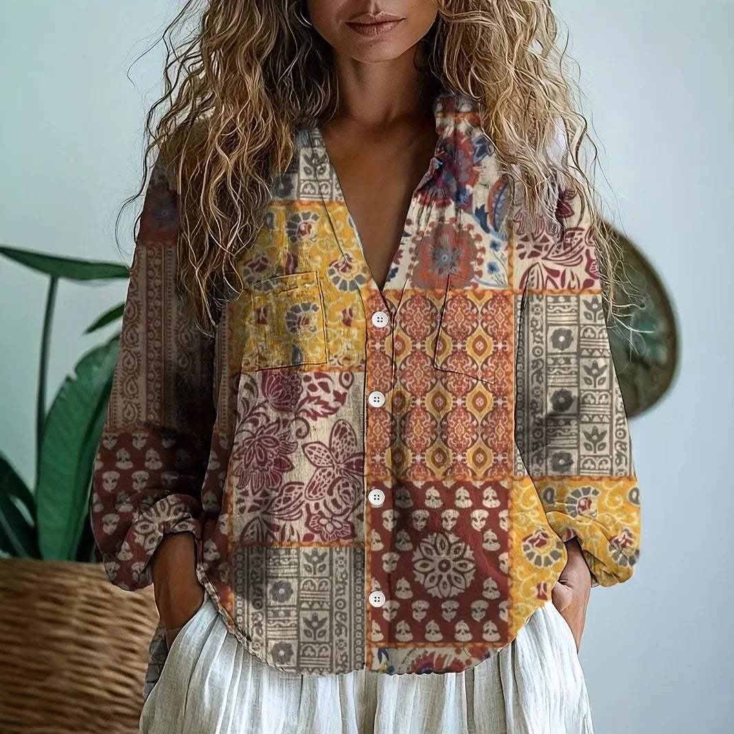 Mette | Afslappet Bluse med Naturprint