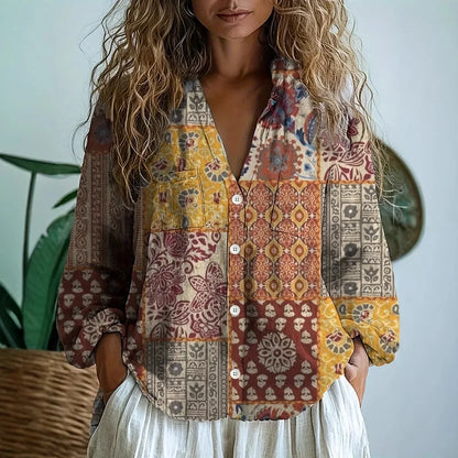 Mette | Afslappet Bluse med Naturprint