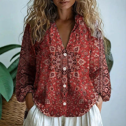 Mette | Afslappet Bluse med Naturprint