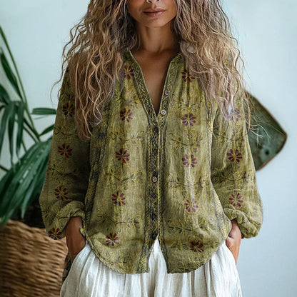 Mette | Afslappet Bluse med Naturprint